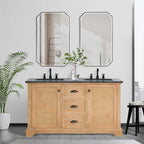 Meuble sous-vasque Hervas avec plateau en marbre naturel, sans miroir