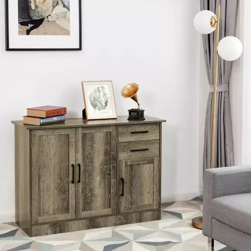 Costway Buffet, Meuble de Rangement, Console, Desserte de Cuisine avec Tiroir, Gris