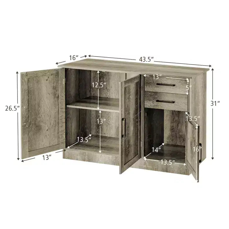 Costway Buffet, Meuble de Rangement, Console, Desserte de Cuisine avec Tiroir, Gris