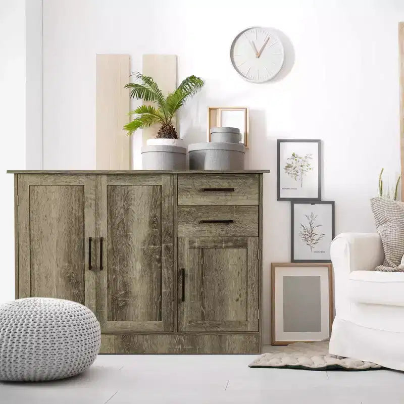 Costway Buffet, Meuble de Rangement, Console, Desserte de Cuisine avec Tiroir, Gris
