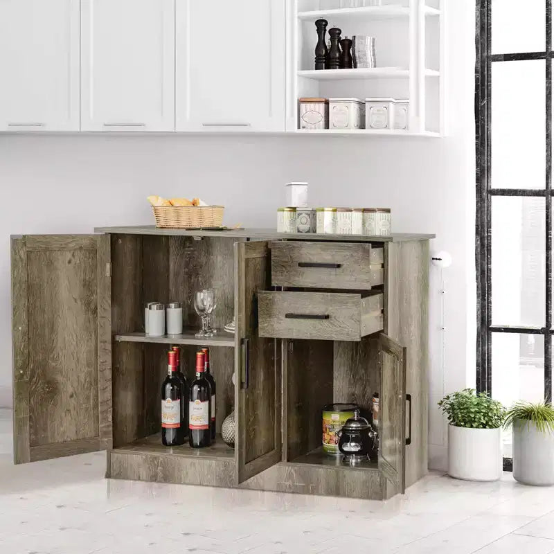 Costway Buffet, Meuble de Rangement, Console, Desserte de Cuisine avec Tiroir, Gris