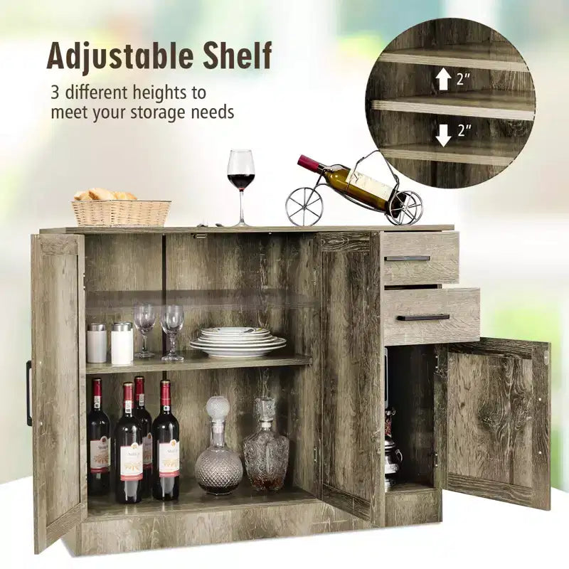 Costway Buffet, Meuble de Rangement, Console, Desserte de Cuisine avec Tiroir, Gris