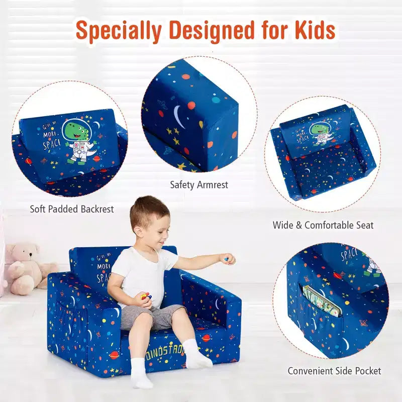 Canapé convertible 2 en 1 pour enfants Costway, chaise longue dépliable