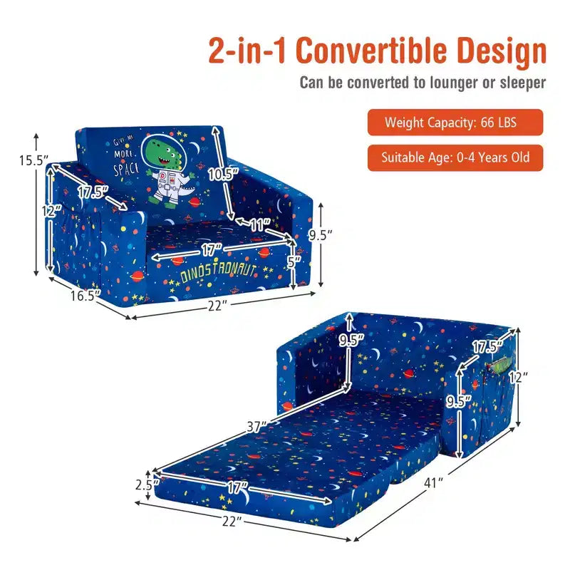 Canapé convertible 2 en 1 pour enfants Costway, chaise longue dépliable