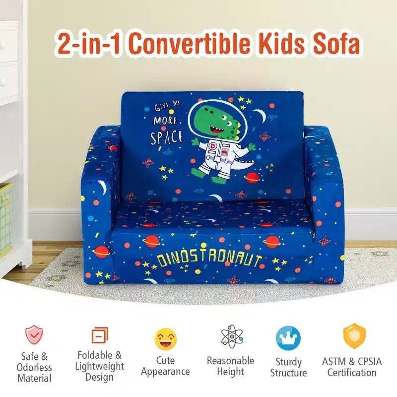 Canapé convertible 2 en 1 pour enfants Costway, chaise longue dépliable