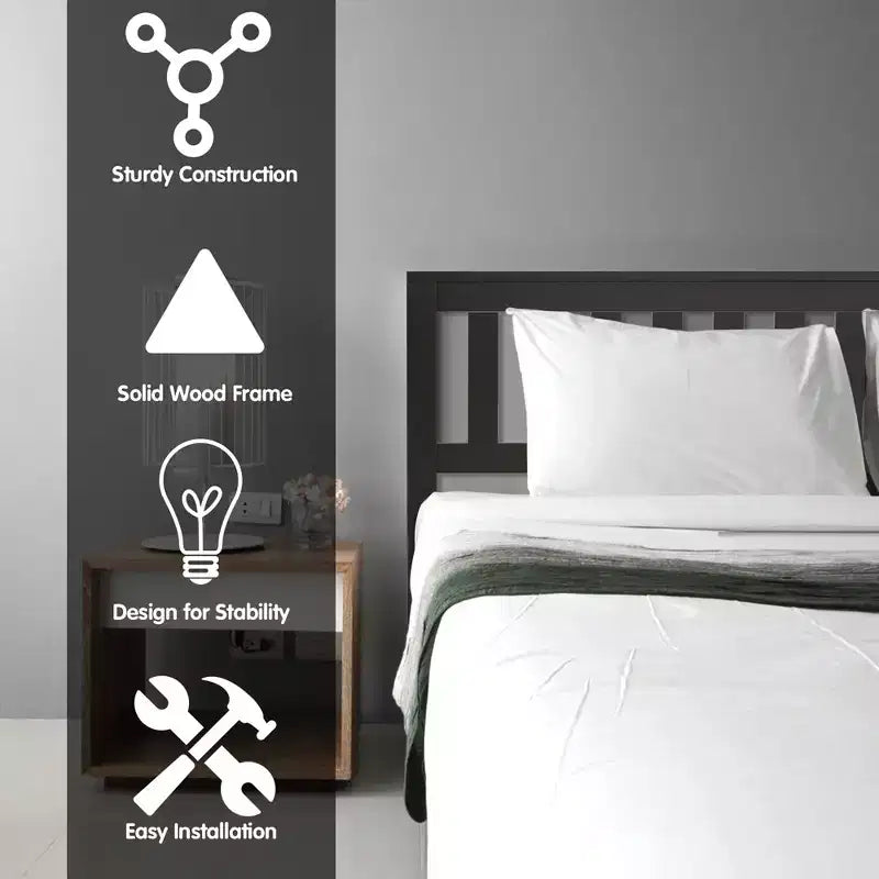 Lit plateforme entièrement en bois Costway avec tête et pied de lit et sommier