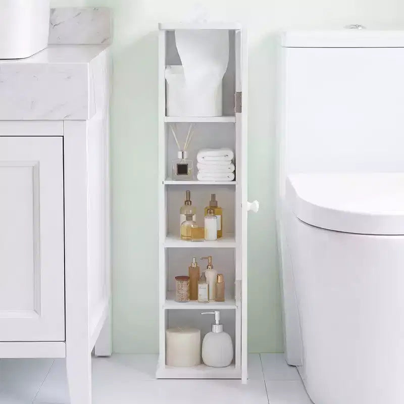 Tour de rangement pour papier toilette Costway, meuble de rangement de salle de bain au sol avec 4 étagères