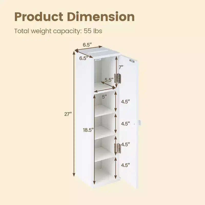 Tour de rangement pour papier toilette Costway, meuble de rangement de salle de bain au sol avec 4 étagères