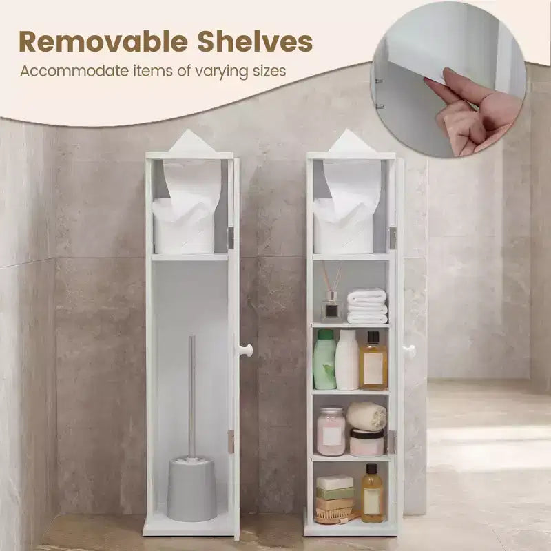 Tour de rangement pour papier toilette Costway, meuble de rangement de salle de bain au sol avec 4 étagères