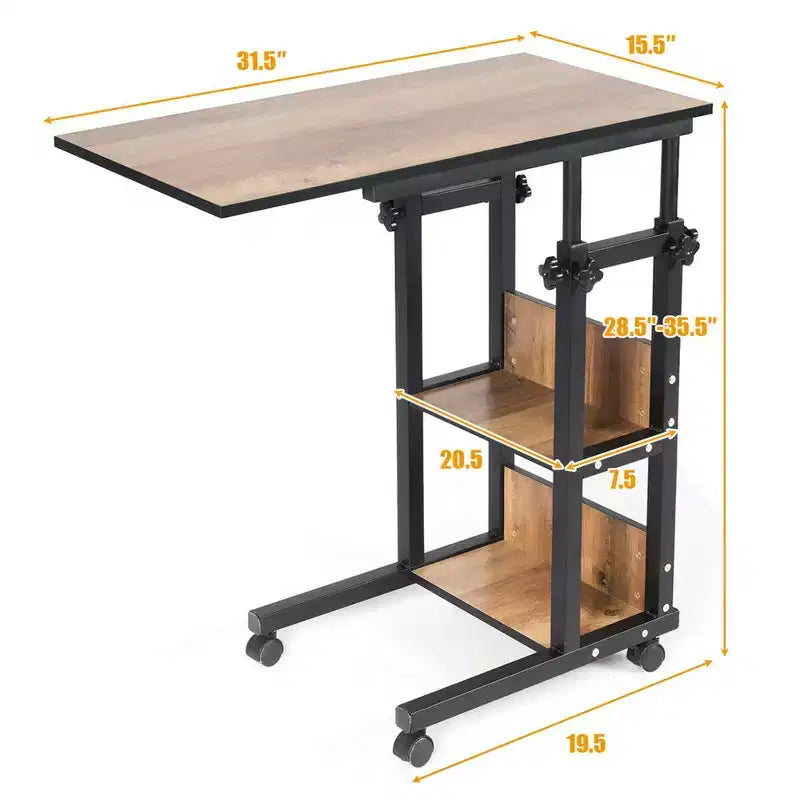 Costway Table d'appoint/de canapé mobile en C pour ordinateur portable, hauteur réglable, avec roulettes