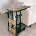 Costway Table d'appoint/de canapé mobile en C pour ordinateur portable, hauteur réglable, avec roulettes