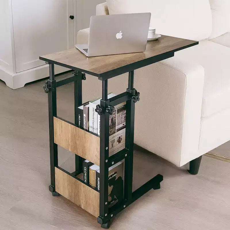 Costway Table d'appoint/de canapé mobile en C pour ordinateur portable, hauteur réglable, avec roulettes