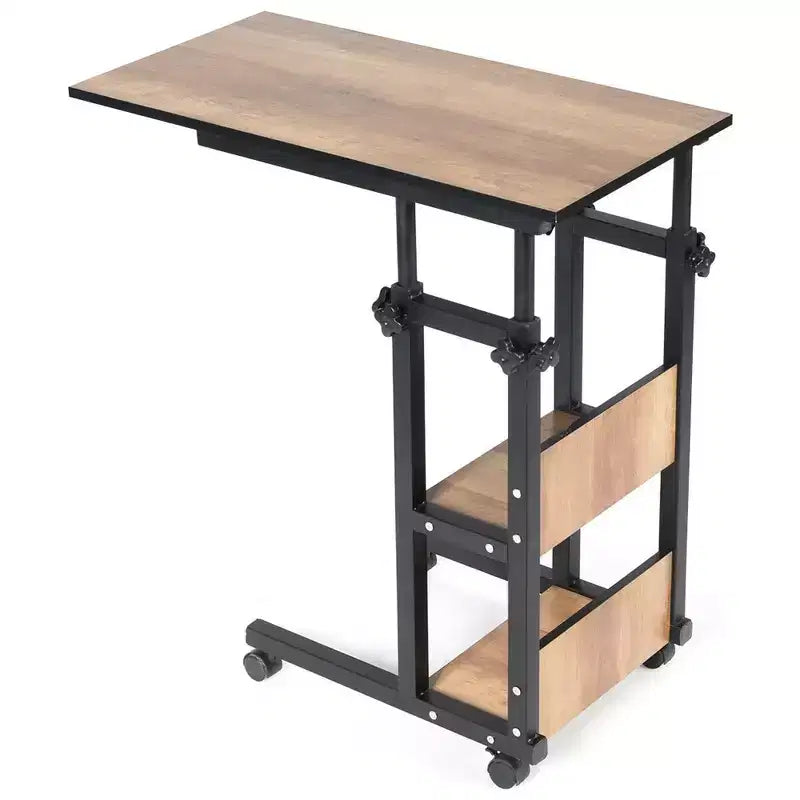 Costway Table d'appoint/de canapé mobile en C pour ordinateur portable, hauteur réglable, avec roulettes