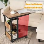 Costway Table d'appoint/de canapé mobile en C pour ordinateur portable, hauteur réglable, avec roulettes
