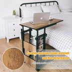 Costway Table d'appoint/de canapé mobile en C pour ordinateur portable, hauteur réglable, avec roulettes