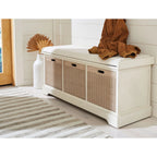 Banc de rangement SAFAVIEH Fiorello 3 tiroirs avec coussin - 47,3 L x 15 P x 19 H - 47Lx15Px19H