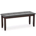 Costway Upholstered Dining Bench w/Padded Seat for Kitchen Bedroom Entryway Grey