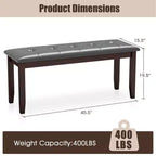 Banc de salle à manger rembourré Costway avec siège rembourré pour cuisine, chambre et entrée, gris