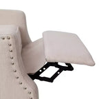 Fauteuil inclinable en tissu Emma et Oliver avec mécanisme de poussée facile - Design classique à oreilles avec garniture cloutée et repose-pieds