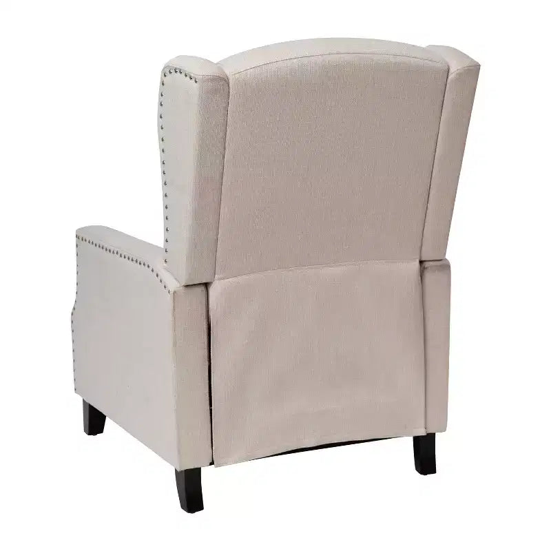 Fauteuil inclinable en tissu Emma et Oliver avec mécanisme de poussée facile - Design classique à oreilles avec garniture cloutée et repose-pieds