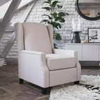 Fauteuil inclinable en tissu Emma et Oliver avec mécanisme de poussée facile - Design classique à oreilles avec garniture cloutée et repose-pieds