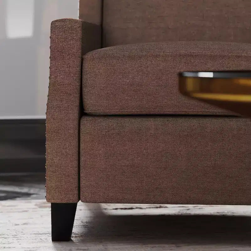 Fauteuil inclinable en tissu Emma et Oliver avec mécanisme de poussée facile - Design classique à oreilles avec garniture cloutée et repose-pieds