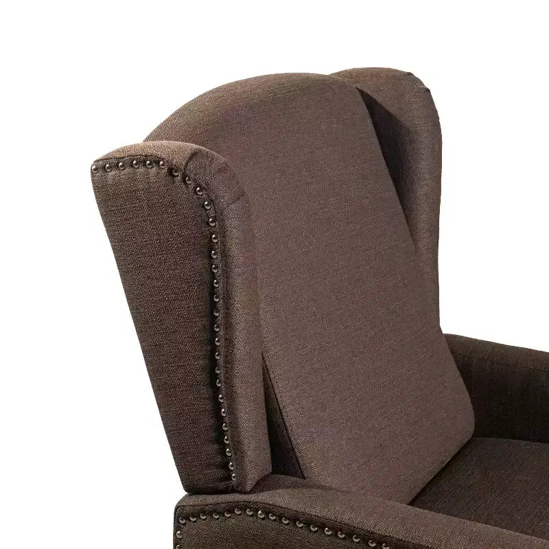 Fauteuil inclinable en tissu Emma et Oliver avec mécanisme de poussée facile - Design classique à oreilles avec garniture cloutée et repose-pieds