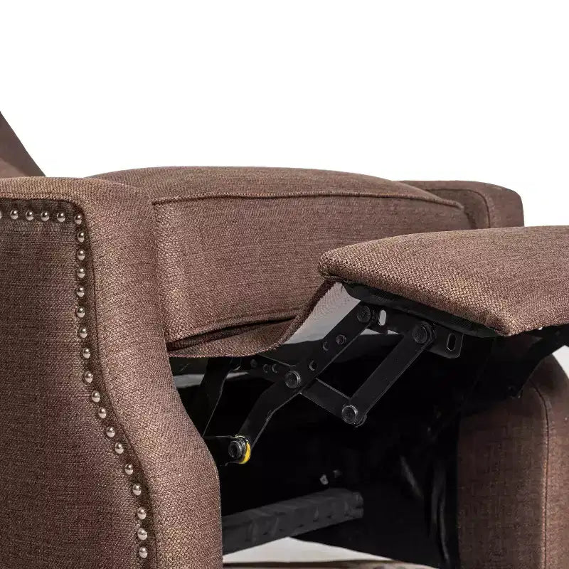 Fauteuil inclinable en tissu Emma et Oliver avec mécanisme de poussée facile - Design classique à oreilles avec garniture cloutée et repose-pieds