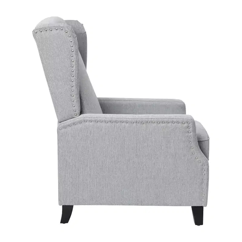Fauteuil inclinable en tissu Emma et Oliver avec mécanisme de poussée facile - Design classique à oreilles avec garniture cloutée et repose-pieds