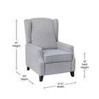 Fauteuil inclinable en tissu Emma et Oliver avec mécanisme de poussée facile - Design classique à oreilles avec garniture cloutée et repose-pieds