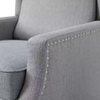 Fauteuil inclinable en tissu Emma et Oliver avec mécanisme de poussée facile - Design classique à oreilles avec garniture cloutée et repose-pieds
