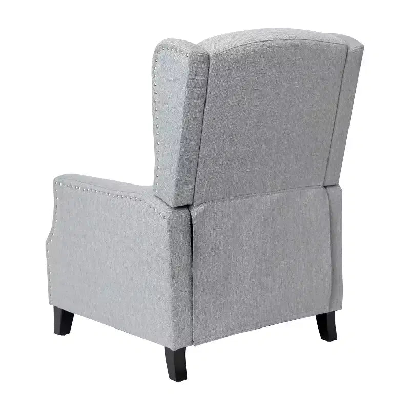 Fauteuil inclinable en tissu Emma et Oliver avec mécanisme de poussée facile - Design classique à oreilles avec garniture cloutée et repose-pieds
