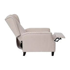 Fauteuil inclinable en tissu Emma et Oliver avec mécanisme de poussée facile - Design classique à oreilles avec garniture cloutée et repose-pieds