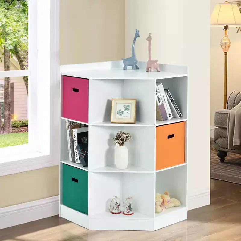Costway Étagère de rangement 3 niveaux pour enfants avec 3 paniers Organisateur d'angle Blanc