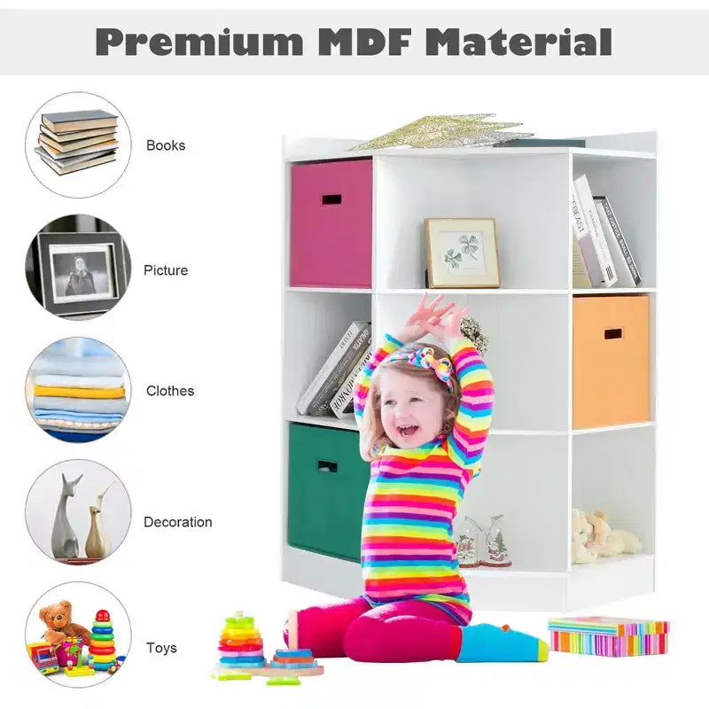 Costway Étagère de rangement 3 niveaux pour enfants avec 3 paniers Organisateur d'angle Blanc