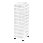 IRIS USA Craft Plastic Organizers and Storage, Rolling Storage Cart for Classroom Supplies, White/Clear