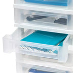 IRIS USA Organisateurs et rangement en plastique pour loisirs créatifs, Chariot de rangement roulant pour fournitures de classe, Blanc/Transparent