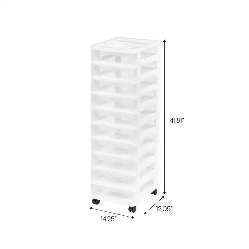 IRIS USA Organisateurs et rangement en plastique pour loisirs créatifs, Chariot de rangement roulant pour fournitures de classe, Blanc/Transparent