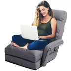 Fauteuil de sol pliable Costway avec dossier réglable sur 6 positions et oreiller lombaire rouge/gris