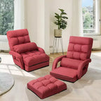 Fauteuil de sol pliable Costway avec dossier réglable sur 6 positions et oreiller lombaire rouge/gris