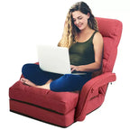 Fauteuil de sol pliable Costway avec dossier réglable sur 6 positions et oreiller lombaire rouge/gris
