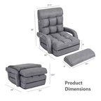 Fauteuil de sol pliable Costway avec dossier réglable sur 6 positions et oreiller lombaire rouge/gris