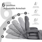 Fauteuil de sol pliable Costway avec dossier réglable sur 6 positions et oreiller lombaire rouge/gris