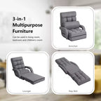 Fauteuil de sol pliable Costway avec dossier réglable sur 6 positions et oreiller lombaire rouge/gris