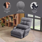 Fauteuil de sol pliable Costway avec dossier réglable sur 6 positions et oreiller lombaire rouge/gris