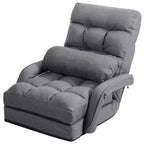 Costway Folding Floor Armchair w/ 6-position Adjustable Back & Lumbar Pillow Red\Grey