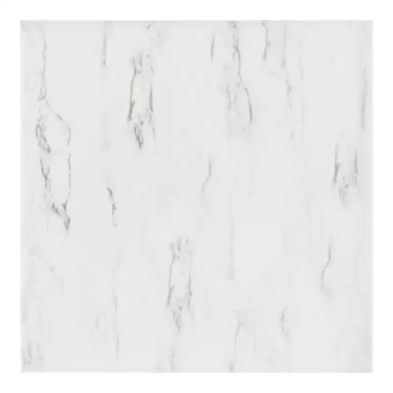Table basse ronde Lavish Home avec plateau en faux marbre et traverses métalliques, Blanc/Doré