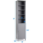 Costway Meuble Colonne Haute de Salle de Bain 183 cm Meuble de Rangement Étagère Présentoir Gris/Blanc