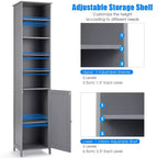 Costway Meuble Colonne Haute de Salle de Bain 183 cm Meuble de Rangement Étagère Présentoir Gris/Blanc
