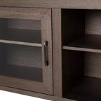 Meuble TV Emma et Oliver pour téléviseurs jusqu'à 80 pouces - Console média 65 pouces avec portes vitrées classiques et 3 étagères réglables